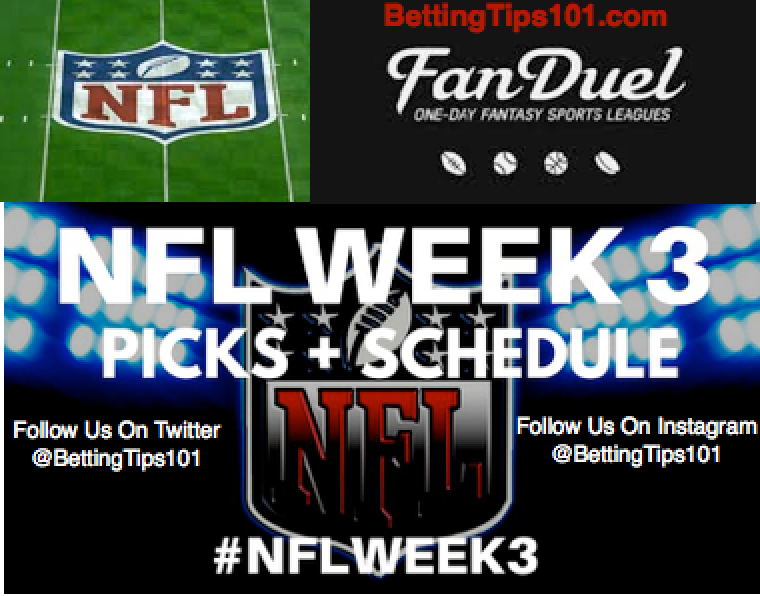 Week 3 NFL Lineups For FanDuel – 1:00 P.M. Only